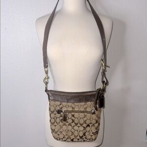 Coach Leather Monogram Brown Crossbody Bag